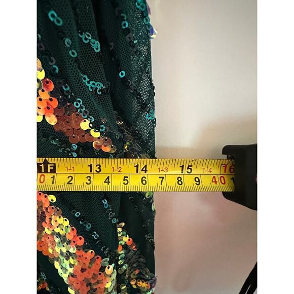 City Studio Size 1 Juniors Green Maxi Mermaid Sequin Prom Gown Dress Unique - Picture 13 of 15